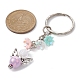 Porte-clés en perles acryliques ange avec breloques en résine opaque à fleurs KEYC-JKC00533-4