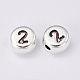 Flat Round Antique Silver Tone Alloy Number Beads PALLOY-K194-02AS-2