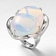 Adjustable Oval Brass Opalite Wide Band Rings RJEW-L062-03C-1