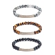 Ensemble de bracelets élastiques ronds en oeil de tigre naturel et perles d'oeil de faucon BJEW-JB07151-1