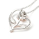 Clear Cubic Zirconia Heart with Rose Pendant Necklace NJEW-F293-01D-RG-3