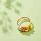 Стеклянные плетеные бусины цветочные кольца на пальцы RJEW-TA00054-03-2