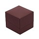 黒いベルベットの正方形のレザーリングギフトボックス  インディアンレッド  5.5x6x5.2cm LBOX-D009-07A-1