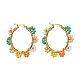 Boucles d'oreilles créoles huggie couronne de perles de verre pour femmes EJEW-TA00030-1