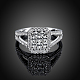 Rectangle mode 925 en argent sterling anneaux zircone cubique doigt RJEW-BB16653-7-4