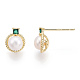 Natural Pearl Stud Earrings with Cubic Zirconia PEAR-N020-05F-2