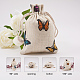 ポリコットン（ポリエステルコットン）パッキングポーチ巾着袋  印刷された蝶と  小麦  14x10cm ABAG-T004-10x14-03-4