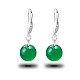 Round Imitation Jade Beads Dangle Earrings for Girl Women EJEW-BB46329-A-3