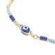 Brass Evil Eye Link Chain Anklet with Glass Beaded AJEW-AN00538-2