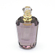 多面的な合成アメジスト開閉可能な香水瓶ペンダント  真鍮のパーツとガラスのエッセンシャルオイルのボトル  40~48x21~25mm  穴：1.2mm  ガラス瓶容量：3ml（0.101液量オンス）  宝石の容量：1ml（0.03液量オンス） G-E556-05A-2