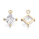 Brass Micro Pave Clear Cubic Zirconia Charms KK-T056-65G-NF-2