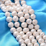 Natural Cultured Freshwater Pearl Beads Strands, Potato, Creamy White, 12~13mm, Hole: 1mm,  about 18pcs/strand, 13.77 inch~14.17 inch