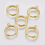 Brass Huggie Hoop Earring Findings, with Horizontal Loop, Nickel Free, Real 18K Gold Plated, 12 Gauge, 17x13.5x2mm, Hole: 1.5mm, Pin: 1mm