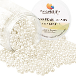 Perlmutt umweltfreundliche gefärbte Glasperle runde Perle, beige, 4~4.5 mm, Bohrung: 0.7~1.1 mm, ca. 1000 Stk. / Kasten
