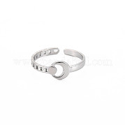 304 Stainless Steel Moon Open Cuff Ring for Women RJEW-S405-235P