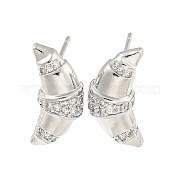Серьга-гвоздик из латуни с микропаве из кубического циркония EJEW-C102-15P-01