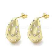 Серьги-гвоздики из латуни с цирконием EJEW-G381-03G