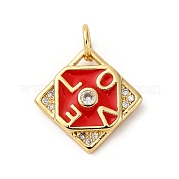 Подвески из латуни с микропаве из кубического циркония и эмали KK-Q098-04G-A