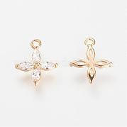 Real 18K Gold Plated Brass Cubic Zirconia Charms KK-R037-157G