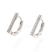 Clear Cubic Zirconia Rectangle Hoop Earrings EJEW-G321-03P
