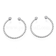 304 Stainless Steel Twist Rope Cuff Ring RJEW-S045-133