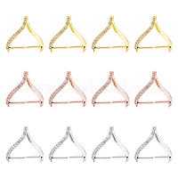 SUPERFINDINGS 12Pcs 6 Style Brass Micro Pave Cubic Zirconia Pendant Pinch  Bails Brass Ice Pick Pinch Bails with Rhinestone Rose Gold Plated Pinch