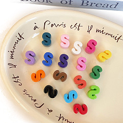 Perles européennes en acrylique opaque, Perles avec un grand trou   , couleur mixte, lettre s, 20.1x14.6x13.7mm, Trou: 6.3mm, environ 189 pcs/500 g