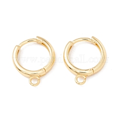 Ottone risultati hoop orecchino, con anelli orizzontali,  cadmio& piombo libero, placcato di lunga durata, vero placcato oro 18k, 17x13.5x3mm, Foro: 1.8 mm, ago :1mm
