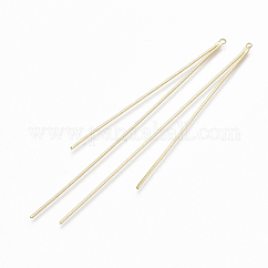 Messing große Kette Quaste Anhänger, echtes 18k vergoldet, 107x2.5x1 mm, Bohrung: 1.6 mm