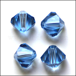 Abalorios de cristal austriaco de imitación, aaa grado, k9 vidrio, facetados, bicono, azul aciano, 3x3mm, agujero: 0.7~0.9 mm