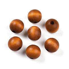 Perles de bois naturel peintes, ronde, Pérou, 16mm, Trou: 4mm