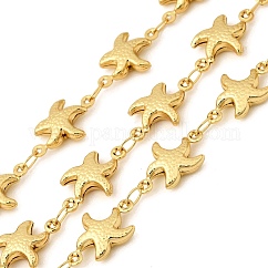 Catene a maglie a forma di stella marina in acciaio inossidabile 304, saldato, con la bobina, placcato di lunga durata, oro, 17x11x4mm