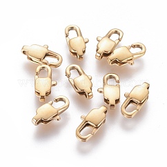 Placcatura ionica (ip) fermagli a moschettone in acciaio inossidabile 304, oro, 11x5.5x3mm, Foro: 1 mm