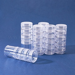Aufbewahrungsbehälter aus Kunststoffperlen mit Deckel und 30-teiligen Mini-Vorratsgläsern, für Schmuckmalerei DIY Art Craft Nagel Glitter Pulver, Transparent, 27.5x13x4.5 cm, kleine Flasche: 3.9x3cm, Kapazität: 10 ml (0.34 fl. oz), 26 Stück / Set, große Flasche: 5.2x10.5cm, 2 Stück / Set