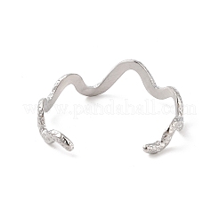 Bracelets manchette ouverts ondulés texturés en acier inoxydable 304 anti-ternissement pour femmes&nbsp;BJEW-C065-01P