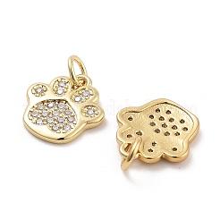 Porta impronte di zampe placcato in ottone micro pavé ciondoli in zirconia cubica&nbsp;X-KK-G512-22G