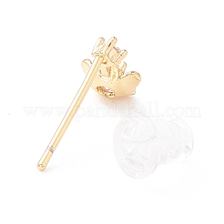 Orecchini a bottone sakura rosa con zirconi cubici da donna&nbsp;EJEW-A065-05G