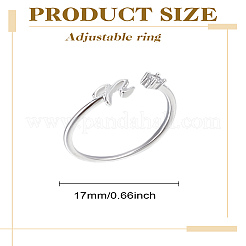 1 pz lettera ottone strass anelli polsino aperto per le donne&nbsp;AJEW-LP0004-47N-S