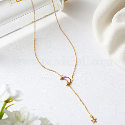 Legierung Ankerkette Mond & Stern Lasso Halsketten für Damen&nbsp;WG67D60-01