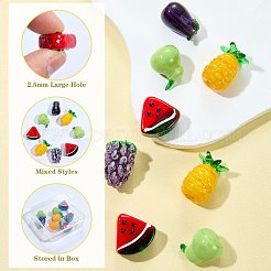 10 pz 5 stili serie frutta e verdura perline fatte a mano in vetro soffiato&nbsp;LAMP-SZ0001-55
