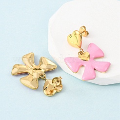 Pendientes de acero inoxidable 304 con lazo esmaltado&nbsp;EJEW-K268-81G