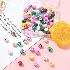 72 Stück handgemachte Polymer-Tonperlen in 9 Stilen mit Obstmotiven&nbsp;CLAY-FS0001-42
