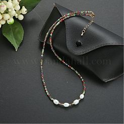 4pcs conjuntos de collares con cuentas de vidrio de 4 colores&nbsp;NJEW-SZ0001-39