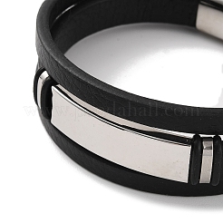 Geflochtene mehrsträngige Armbänder aus schwarzem PU-Leder für Herren&nbsp;LS-BJEW-K243-06P