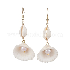 Boucles d'oreilles pendantes en forme de coquillage en acier inoxydable 304&nbsp;EJEW-JE06265-01
