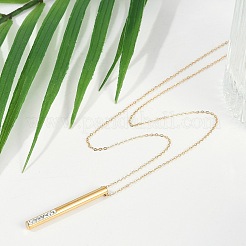 Ionenbeschichtung (IP) 304 Edelstahl Kristall Strass Spalte Anhänger Kabel Kette Halsketten für Frauen&nbsp;NJEW-P320-05G