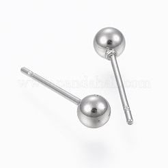Anlaufgeschützte Ohrstecker aus 201er Edelstahl mit Kugeln&nbsp;STAS-H413-02P-A