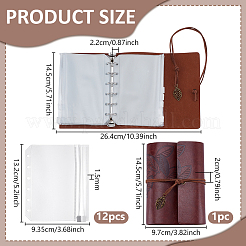 1pc rectangle avec motif de feuille en simili cuir avec couverture de reliure en fer et 12pcs sac de reliure en PVC&nbsp;AJEW-BC0010-02
