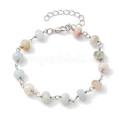 Ensembles de bracelets et colliers à maillons en amazonite naturelle rondelle&nbsp;SJEW-JS01295-02