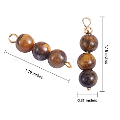 10 pz triplo occhio di tigre naturale ciondolo con perline rotonde&nbsp;PALLOY-SW00003-06